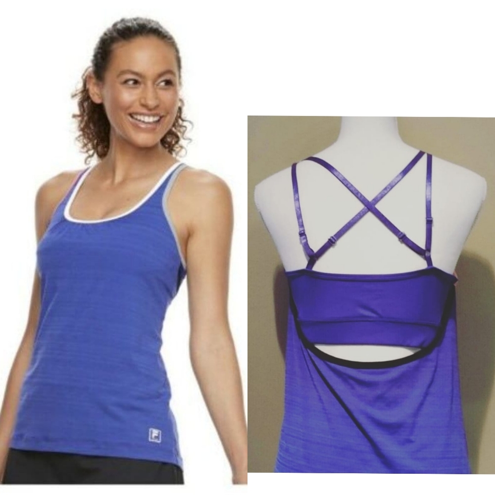 FILA Sport Tru-Dry Built-In Bra Tank Top EUC sz M
